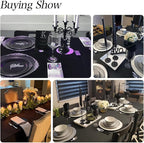 WIGENIUS 6 Pack Black Table Cloth Rectangle 60x102 Inch Polyester Tablecloths for 6ft Rectangle Tables - Reusable Wrinkle Resistant Washable Cloth Cover for Wedding Banquet Party | Hemmed Edges