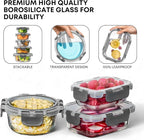 Razab 30 PC Glass Food Storage Containers with Lids - Reusable Glass Meal Prep Containers for Lunch & Leftovers - Airtight & Leakproof Snap Locking Lids - Oven, Freezer, Microwave & Dishwasher Safe
