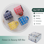 Ceramic Espresso Cups, 5 Oz Espresso Cups Set of 4, Handmade Espresso Cup, 2.75 Inch Espresso Mugs, Multicolor Demitasse Cups, Microwave & Dishwasher Safe Espresso Mugs, Coffe Mug Set (DAISY MEDLEY)