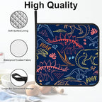 Coloful Dino Silhouette Pot Holders 2 PCS for Kitchen, Heat Resistant Hot Pads for Cooking Grilling Baking BBQ, Pot Holders for Women Cook Essentials Accessories Home Microwave