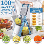 ONCE FOR ALL Upgrade Safe Mandoline Slicer Plus, Biger Size, Adjustable Vegetable Food Chopper Potato Fries Cutter, Detachable Blade, Kitchen Chopping Artifact, Gift (SkyBlue)
