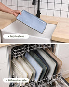 famiware Serving Platter, Rectangular 15.67/14.1/12.6inch Serving Dishes for Entertaining, Reactive Glaze, Stoneware Serving Trays for Party, Food, Turkey, Snack, Cheese, Ocean Series, Blue