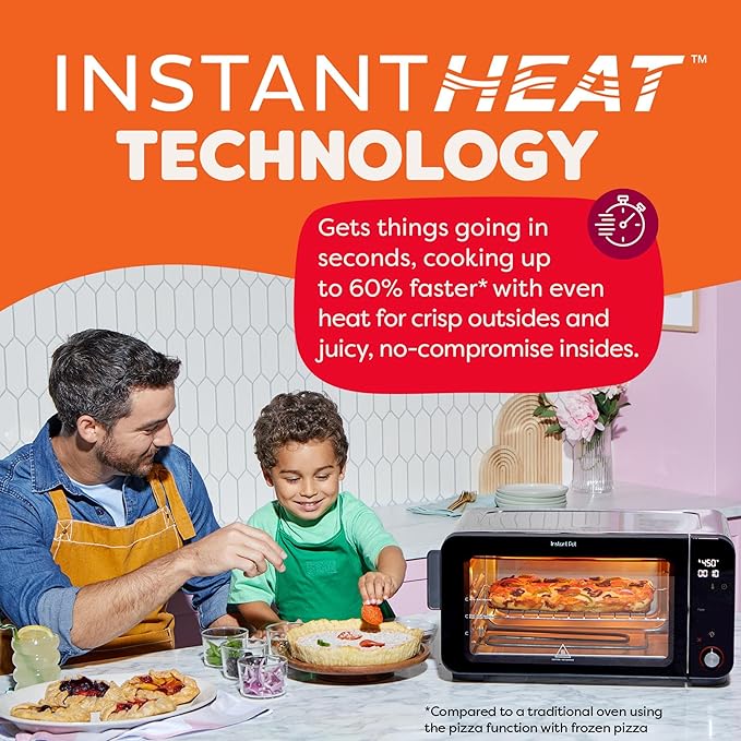 Instant Pot 6-Slice InstantHeat 10-in-1 Air Fryer Toaster Oven, Air Fry, Roast, Bake, Sear Crisp, Toast, Bagel, Broil, Dehydrate, Reheat, and Make Pizza