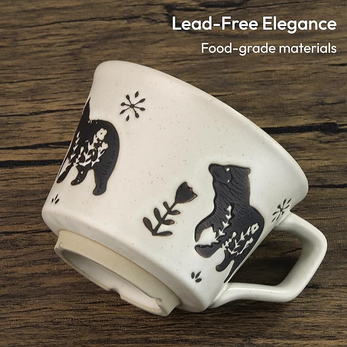 Ceramic Coffee Mug, 12 oz Novelty Unique Teacup with Handle, Stoneware Cup for Tea Mocha Latte Cappuccino Espresso (Bear)