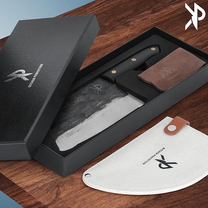 Kitchen perfection Handmade Meat Cleaver Knife For Meat Cutting - Professional 7" Serbian Chef Knife – Made of High Carbon Steel – Hand Sharpen Butcher Knife w/Canvas Sheath, Unique Gifts For Men
