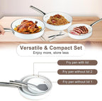 5Pcs Nonstick Cookware Set, Aluminum Nonstick Pots and Pans with Glass Lids, All Stovetops Compatible, Non-toxic Healthy Kitchen Cooking Sets, PFAS and PFOA Free