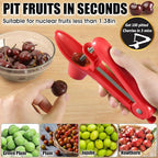 SCHVUBENR Cherry Pitter Tool - Stainless Steel Cherry Corer Pitter with Ergonomic Push Design - Easy to Use for Making Cherry Jam - Pit Cherry with Ease, Saving Time & Space with Lock Design(Red)