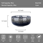 S&Q'S CERAMICS Bowl Set of 4, 36 Ounce Kitchen Bowls for Soup, Large Cereal, Breakfast, Oatmeal, Microwave and Dishwasher Safe, [Set of 4], (Navy Blue)