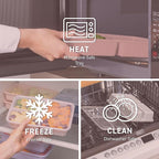 Bentgo 20-Piece Lightweight, Durable, Reusable BPA-Free 3-Compartment Containers - Microwave, Freezer, Dishwasher Safe (Garden Edition - Rosette Glitter)