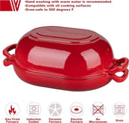 Enameled Cast Iron Sourdough Bread Oven, Dutch Oven, Loaf Cast Iron Bread Pan for Homemade Bread Baking, Meatloaf Pan with Lid, 7QT, Red
