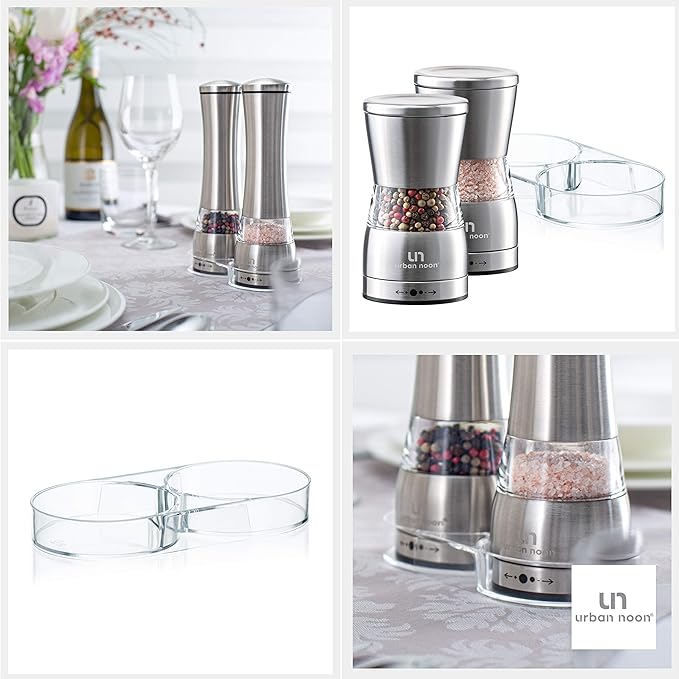 Salt and Pepper Mill Tray - Acrylic Transparent Mill Rest by urban noon - Grinders up to 2.7 inches in diameter