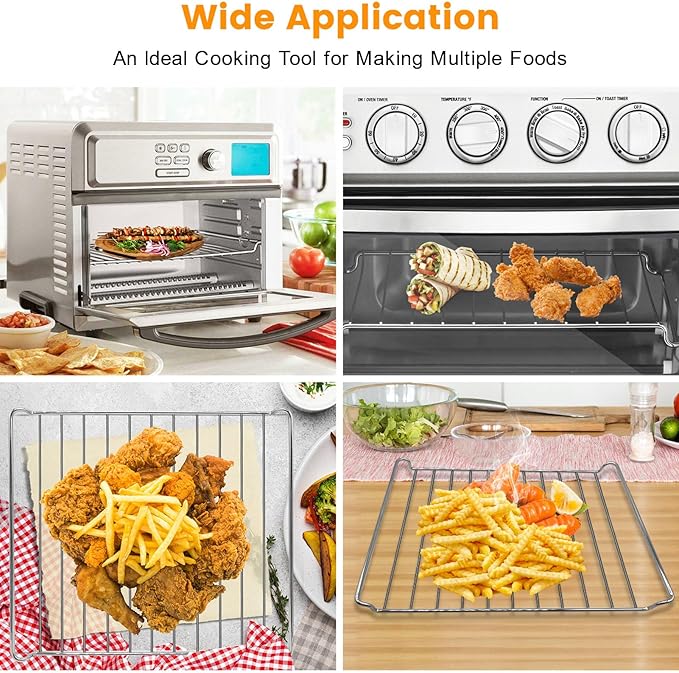 GWY Air Fryer Wire Rack for Cuisinart TOA-60 65 70 Air Fryer Convection Toaster Oven, Air Fryer Stainless Steel Basket Tray Accessories Replacement Parts, Dishwasher Safes