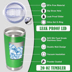 20 oz Tumbler Coffee Tavel Tumblers Bulk with Lid Stainless Steel Double Wall Vacuum Insulated Mug Powder Coated Cups fit Car Cupholder for Hot and Cold - Green, 4Pack