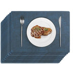 Softalker Vinyl Placemats Set of 8 - Faux Leather Heat Resistant Place Mats, 100% Waterproof Oilproof Wipe Clean Table Mats for Indoor & Outdoor Use, 17’’×12’’, Navy Blue