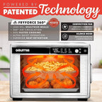 Gourmia French Door Digital Air Fryer Oven - 25-Quart XL Capacity, 12 Presets, Touchscreen, FryForce 360° Tech, Dehydrate, Proof, Slow Cook, Fits 13” Pizza, 1700W, Stainless Steel