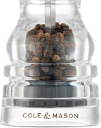 Cole & Mason London Refillable Spice Mill - Kitchen & Home Accessory - Table Black Pepper Grinder - Pepper Mill with Carbon Steel Mechanism - 5", Acrylic