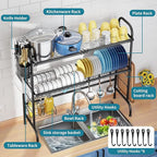 HOWDIA Over The Sink Dish Drying Rack, 3-Tier Stainless Steel Large Over The Sink Dish Rack with Utensil Holder Dish Drainers for Kitchen Counter