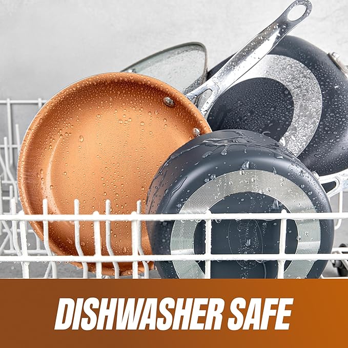 GOTHAM STEEL 20 Pc Ceramic Cookware Set, Copper Pots and Pans Set Non Stick with Bakeware, Cooking Utensils, and Steamer, Oven and Dishwasher Safe