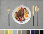 Romanstile Cloth Placemats Set of 8-12 x 18 Inch, Heat Resistant Double Layered Thickened Burlap Place Mats, Washable Faux Linen Farmhouse Table Mats for Kitchen/Dining/Party/Outdoor, Grey