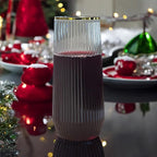 48 Pack Ribbed Ripple Stemless Toasting Glasses, Origami Durable 9 Oz BPA-Free Disposable Plastic Champagne Flutes for Weddings, Bars, Events, and Celebrations (Gold Rim)