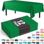 Exquisite Party Solids 12-Pack Premium Plastic Tablecloth 54in. x 108in. Rectangle Table Cover - Emerald Green