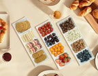 Divided Serving Tray Platter, 3 Pack 17.6" x 6" Fruit Veggie Food Tray for Party, Plastic Serving Trays for Appetizer, Snack, Dessert, Cookie, Brunch Decorations Platters, White Trays BPA-Free