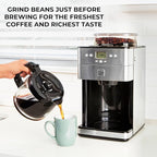 Kenmore Elite Grind And Brew Coffee Maker - Burr Grinding Ground Coffee Bean Hopper With Drip Pot, 12 Cup Programmable Automatic Brew Coffee Machine For Barista Style Cafetera, Use For Kitchen & Café