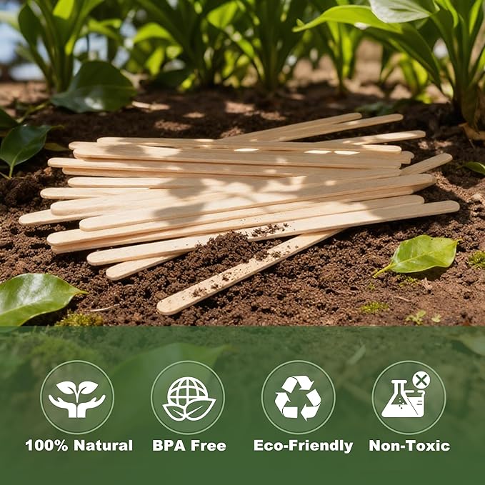 LotFancy 900Pcs Coffee Stirrers, 7 inch Birch Wood Coffee Stir Sticks, Sturdy Wooden Sticks, Great for Your Coffee Nook, Splinter Free, Round End