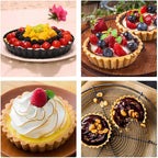 Beasea 4 Inch Mini Quiche Pan Set of 6, Non-Stick Tart Pan with Removable Bottom Round Mini Pie Pans for Oven Baking, Quiche Cheese Cakes