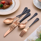 20-Piece Rose Gold and Black Silverware Set for 4 - 18/0 Stainless Steel Flatware Cutlery Utensils, Include Dinner Knives, Forks, Spoons, Salad Forks, Teaspoons, Dishwasher Safe