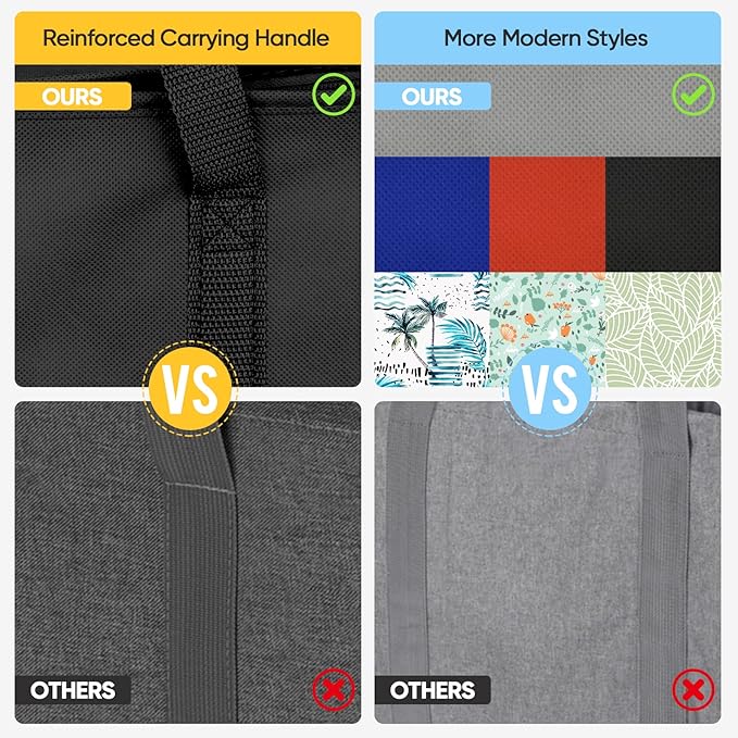 BALEINE 2Pk Insulated Reusable Grocery Bags, Collapsible Cooler Bag for Groceries, Heavy Duty Large Insulated Bag (Large, Charcoal Black)