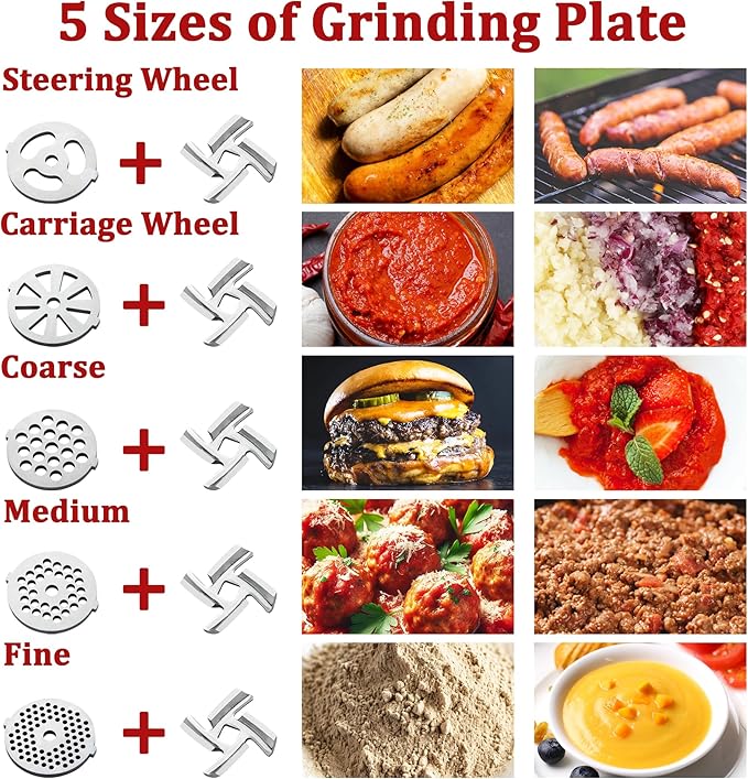 Meat Grinder Attachment and Meat Tenderizer Stapler Tool Compatible with All Kitchen Aid Stand Mixer Models Food Processing Accessories