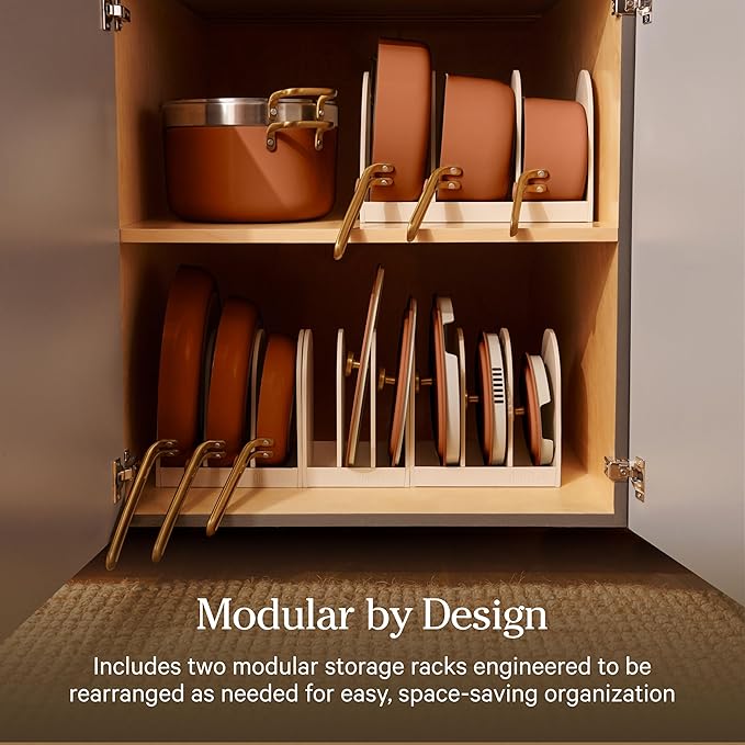 Our Place 17-Piece Essentials Complete Cookware Set - Ceramic Fry Pans, Saucepans, Sauté Pan, Stock Pot, Strainer Basket & Modular Storage | Thermakind™ Nonstick, Oven Safe up to 450°F | Terracotta