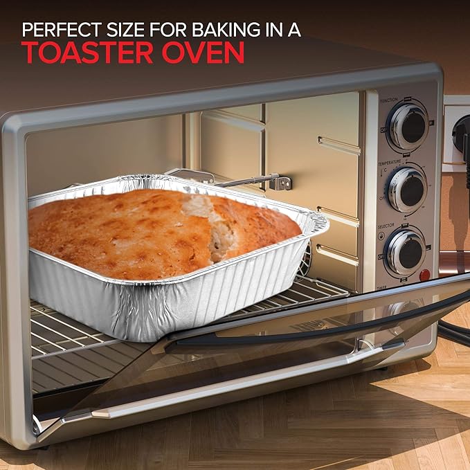 Stock Your Home 8x8 Foil Pans (50 Pack) 8 Inch Square Aluminum Pans - Foil Pans - Disposable Food Containers Great for Baking Cake, Cooking, Heating, Storing, Prepping Food