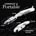 Zulay Kitchen Corkscrew Wine Opener - Premium 420 Stainless Steel & Resin Wine Bottle Opener - Double Hinged Opener with Foil Cutter & Cap Remover - Resin