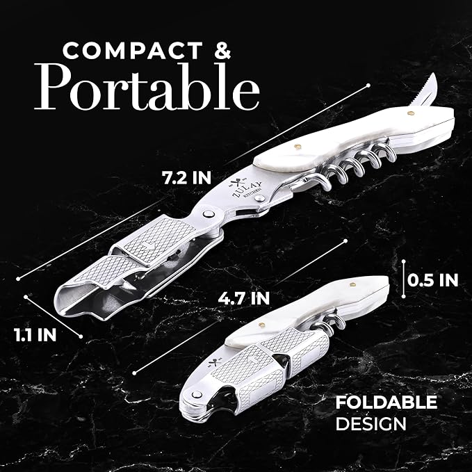 Zulay Kitchen Corkscrew Wine Opener - Premium 420 Stainless Steel & Resin Wine Bottle Opener - Double Hinged Opener with Foil Cutter & Cap Remover - Resin