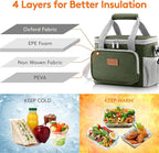 Lifewit Medium Lunch Bag Insulated Lunch Box Soft Cooler Cooling Tote for Adult Men Women, Gray and Green 12-Can (9L)