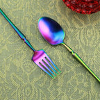 Gugrida Unique & Beautiful Flatware Set - 5 Piece Iridescent Silverware Sets | 18/10 Stainless Steel Reusable Cutlery Set | Rainbow Utensils Service For 1 with Dessert Fork, Knife, Spoon, Dinner Fork