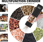 Electric Salt and Pepper Grinder Set, Rechargeable Electric Pepper Grinder with LED Display, Adjustable Coarseness, Large Capacity Refillable Salt and Pepper Shakers, Ideal for Kitchen, BBQ, Gift