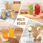 12 oz Mason Jars with Lids & Bands 8Pack, Canning Jars with Stickers and Sponge Brush, Ideal for Jelly Spice Honey Herbs Storage,Party and Wedding Favors