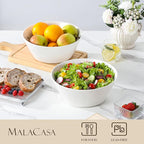 MALACASA Serving Bowls, 105 OZ Large Salad Bowls Set of 2, Porcelain White Bowls for Kitchen, Large Bowl for Salad, Soup, Pho and Fruit, Ceramic Serving Bowls for Party, Microwave Safe, Series Regular