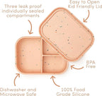 Leak Proof Bento Box Food-Grade Silicone Bento, BPA, Phthalate, Lead, & PVC Free - Bento Lunch Box for Daycare, Kids, & Adults - Leak Resistant Sets With Lids Snack Box Container (Pink)