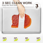 HONGBAKE Baking Sheet Pan Set, Cookie Sheets for Oven, Nonstick Half/Quarter/Jelly Roll Pans with Diamond Texture Pattern, Heavy Duty Cookie Tray, Silver