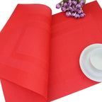 PIGCHCY Vinyl Placemats Set of 12 Washable Durable Kitchen Easy to Clean Plastic Placemats for Dining Table (Passionate Red)
