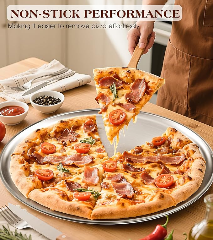 Stainless Steel Pizza Pan 16 inch, Pizza Pan for Oven, Steel Pizza Tray, Thick Round Pizza Plate Pizza Baking Sheet, Easy Clean & Dishwasher Safe, Set of 1