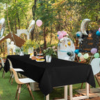 sancua Rectangle Tablecloths 6 Pack - 90x156 Inch - Black Washable Fabric Cloth Table Cloth, Large Reusable Polyester Table Covers for Wedding Party, Birthday, Banquet Reception