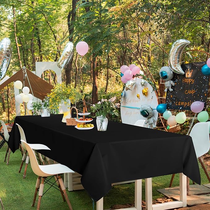 sancua Black Tablecloths for 6 Foot Rectangle Tables, 6 Pack - 60x102 Inch - Washable Fabric Cloth Table Cloth for Wedding Party, Birthday, Banquet Reception, Reusable Polyester Table Covers