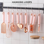 COOK WITH COLOR Kitchen Gadget Set Copper Plated Stainless Steel Utensils with Soft Touch Handles, Copper Pink, 7 Pieces