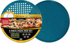 casaWare 2pc 12-inch Ultimate Pizza Pan Set, Nonstick, Ceramic Coated, (1) Solid, (1) Perforated (Blue Granite)