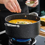 BEZIA 6 Quart Nonstick Stock Pot with Lid, Induction Cooking Pot Soup Pot, Non-toxic and Oven Safe, Perfect for Stews, Soups and All Stovetops, PFOA PFAS Free